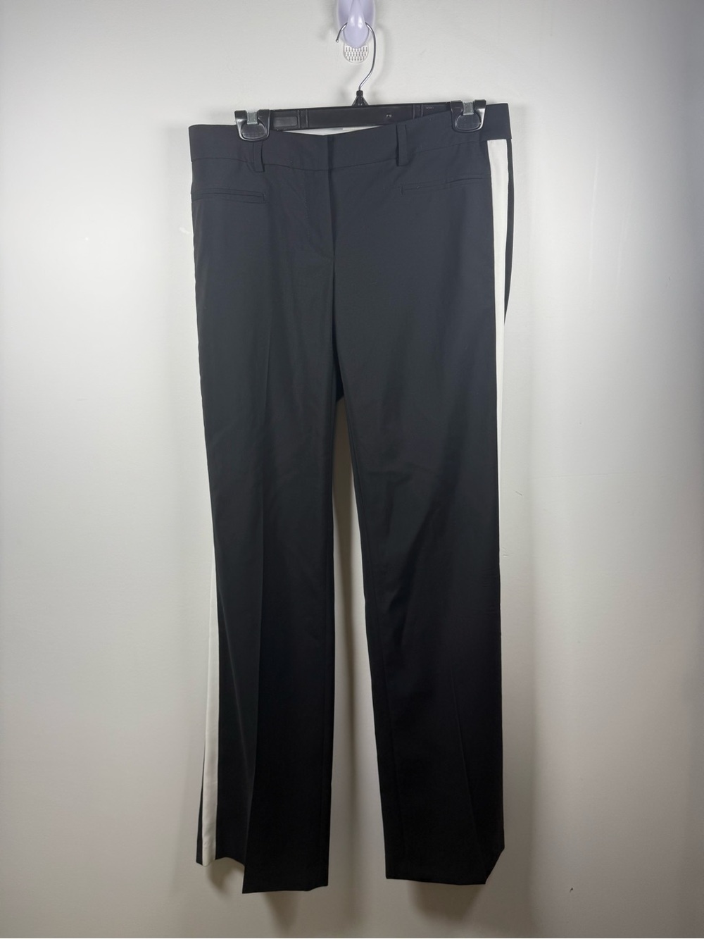 JUDITH & CHARLES | Black Side-Stripe Wool Tuxedo Track Trousers Size 6